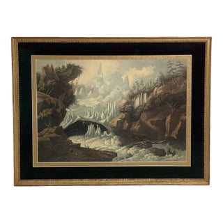 Antique Framed Print by Louis Bélanger View of the Source of the Arveiron Circa 1773 For Sale