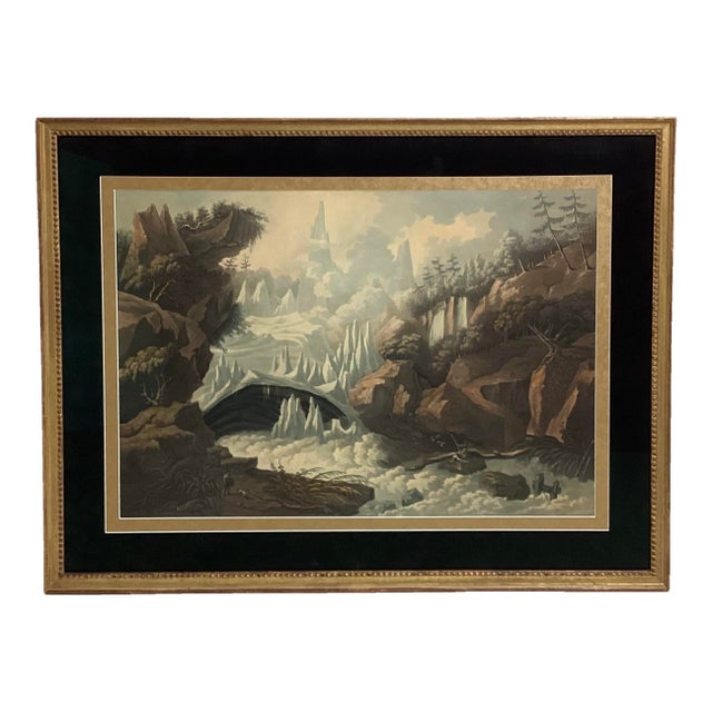 Antique Framed Print by Louis Bélanger View of the Source of the Arveiron Circa 1773 For Sale