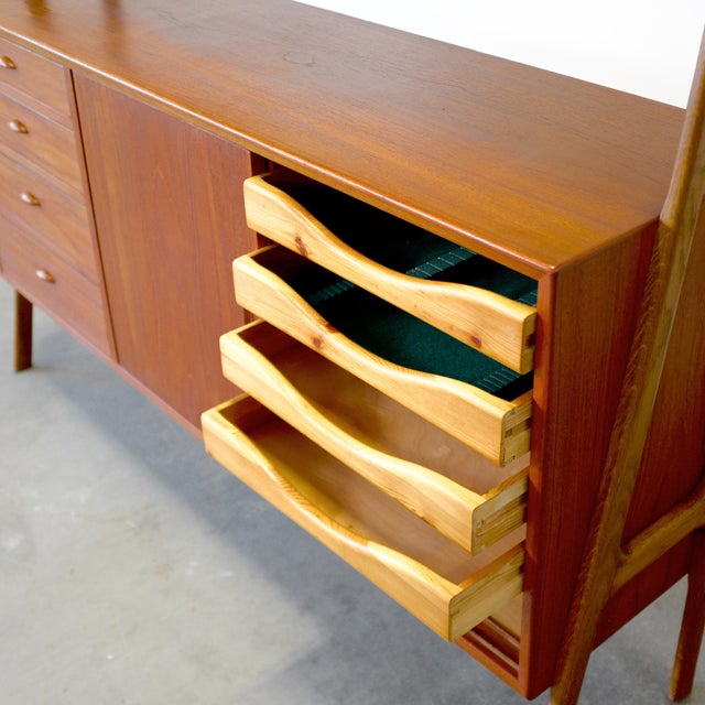 1960s Double-Tiered Danish Teak Tall Sideboard / Highboard For Sale - Image 9 of 16
