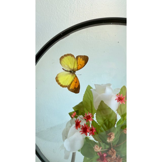 Mid-Century Modern Vintage 1970s Framed Butterfly and Botanical Topiary For Sale - Image 3 of 8