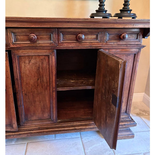 Burnt Umber 18th Century Antique Walnut Italian Renaissance Buffet/ Credenza For Sale - Image 8 of 9