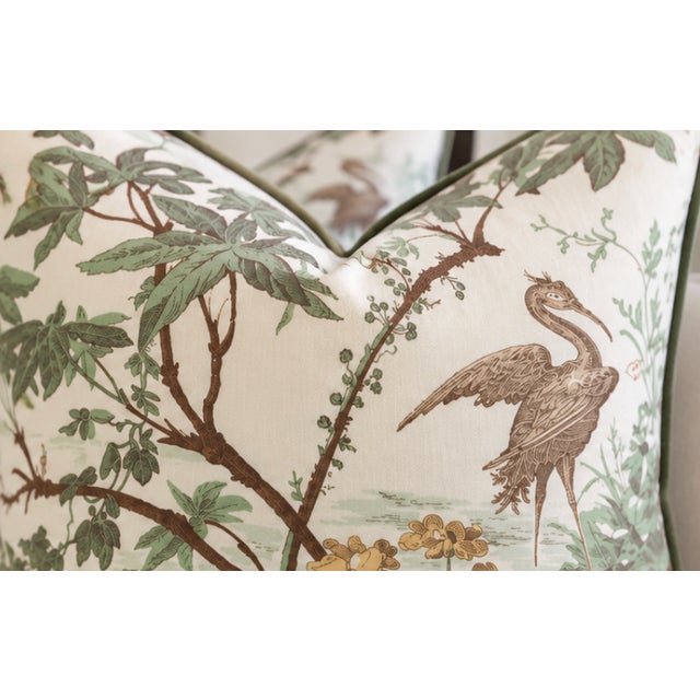 Pair of 22" Raoul "Bayou" Pelican Toile Pillows in Belgian Linen With Down Inserts For Sale - Image 4 of 4