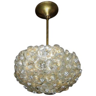 Murano Italian Glass Floral Flower Light Ceiling Pendant For Sale