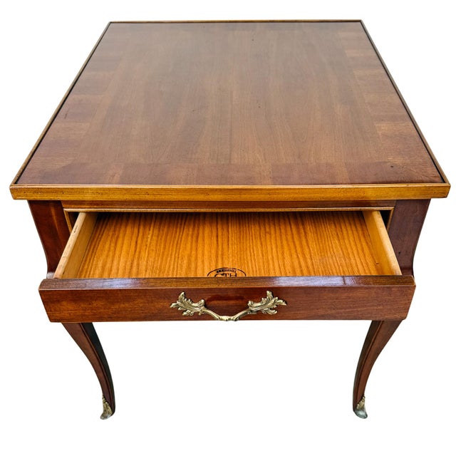 1970s High-Shine French Provincial-Style Inlaid Mahogany Side Tables by Sherrill Furniture - A Pair For Sale In San Diego - Image 6 of 18