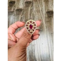 Roshe Jewels 3.38 Carat Ruby Diamond 14 Karat Yellow Gold Cocktail Ring, Size 7 For Sale In Los Angeles - Image 6 of 8