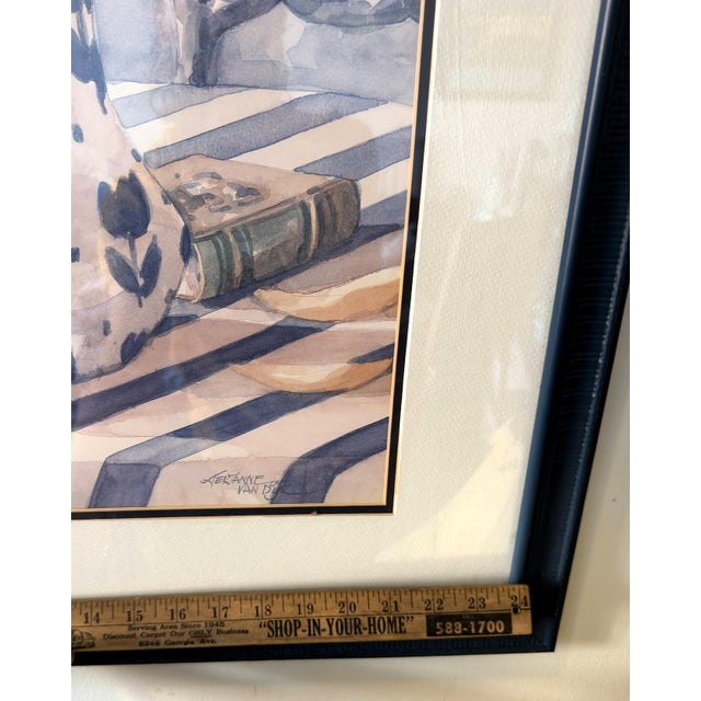 Vintage Jerianne Van Dijk Oversized Framed Floral Lithograph – Pink Tulips in Delft Pitcher For Sale - Image 12 of 16