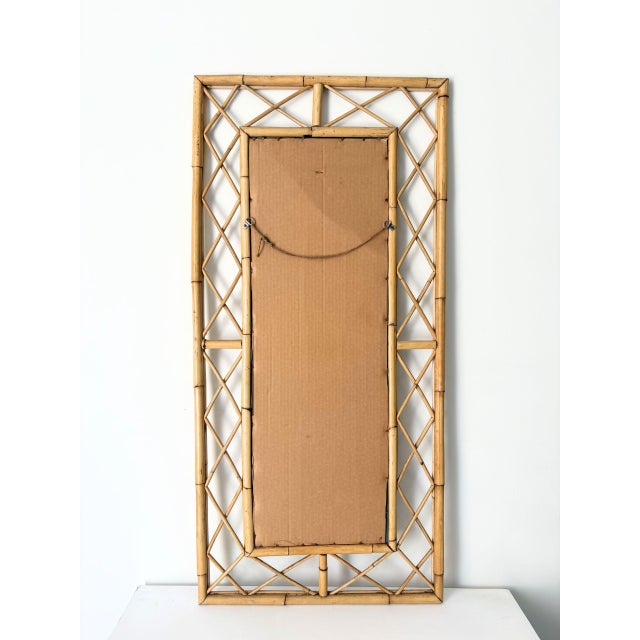 Wood Mid-Century Diamond Lattice Bamboo Mirror, Italy, 1970 For Sale - Image 7 of 9