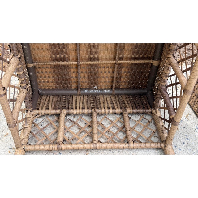 Taupe Pair of Woven Rattan Style Ottomans For Sale - Image 8 of 12