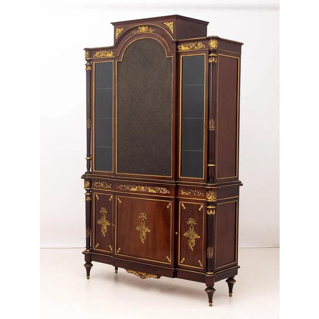French Exquisite French 19th C Louis XVI Style Ormolu Mahogany Bibliotheque Cabinet For Sale - Image 3 of 9