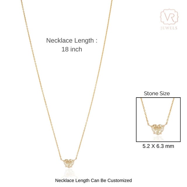 Prong-Set 1Carat Natural Yellow Diamond Heart Necklace in 18k Yellow Gold For Sale - Image 13 of 17