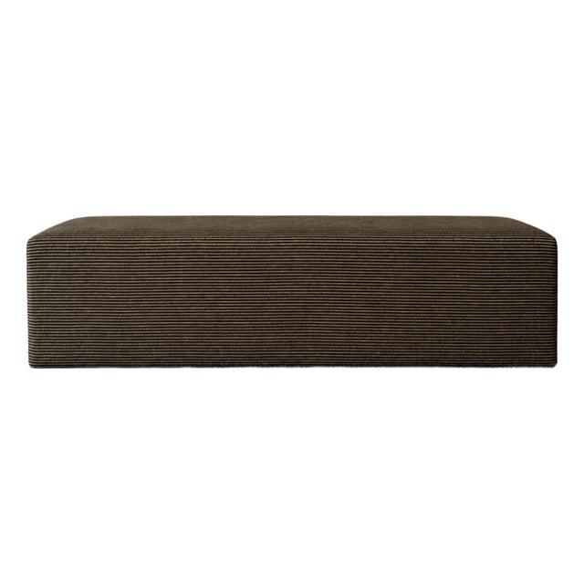 Modern Heavyweight Berg Ottoman Bench in Gabby Stripe For Sale