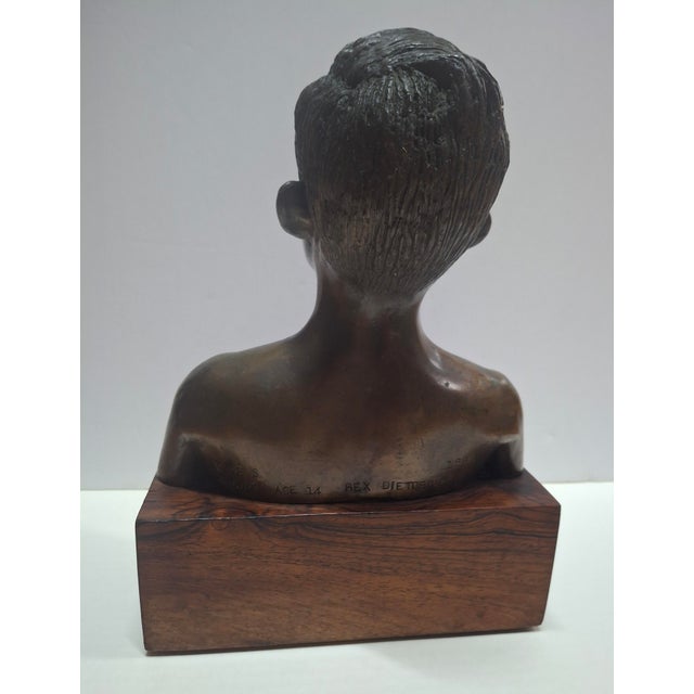 Rex Dietderich (American, 20th C.) "Frank, Age 14" Original Bronze Sculpture For Sale - Image 4 of 11