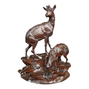 Black Forest Carved Deer Sculpture