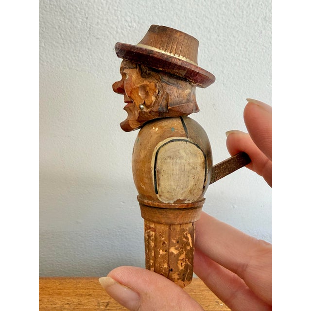 1920s Vintage Hand Carved Hand Painted Cork Screw For Sale - Image 4 of 10