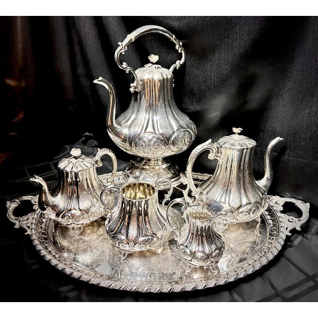Antique Tea and Coffee Service Wep Co. German Silver Plated Hand Chased - 6 Pieces For Sale - Image 12 of 12