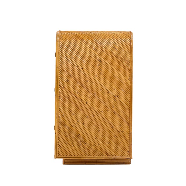 Mid 20th Century Gabriella Crespi Style Split Reed Bamboo 6 Drawer Lowboy Dresser For Sale - Image 5 of 7