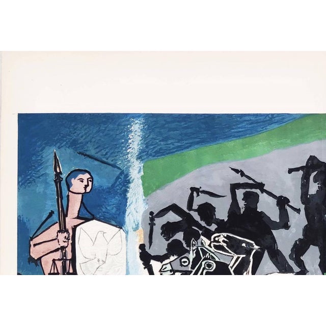 Pablo Picasso, La Guerre et la Paix Rouge Collotype, 1954, Lithograph, in Flawless conditions. Designed 1950 to 1959