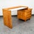 Wood Mid Century Modern Vanity Desk Solid Ash Milk Glass Teak 3 Drawers Vintage MCM For Sale - Image 7 of 12