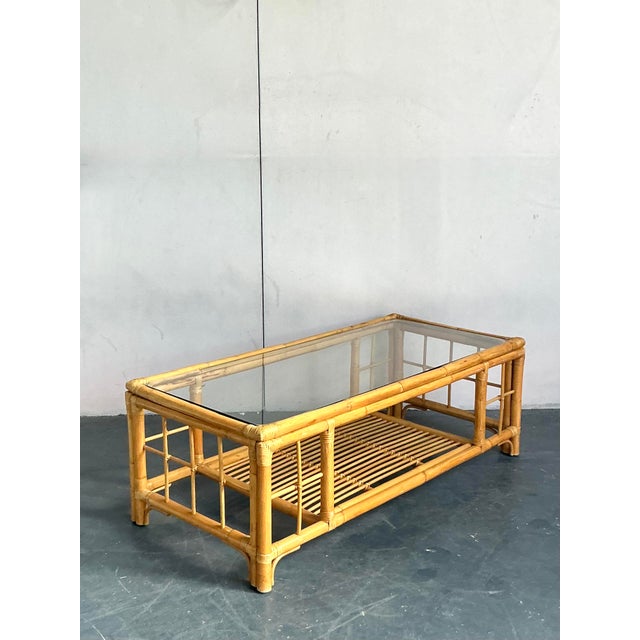 Vintage Coastal Rattan Coffee Table For Sale In West Palm - Image 6 of 6