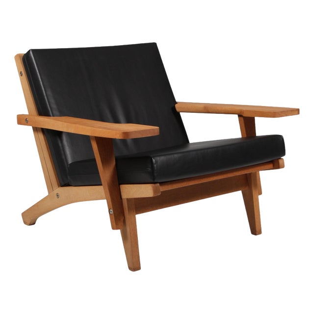 GE-370 Lounge Chair in Oak Frame and Full Grain Leather by Hans J. Wegner for Getama, 1960s For Sale