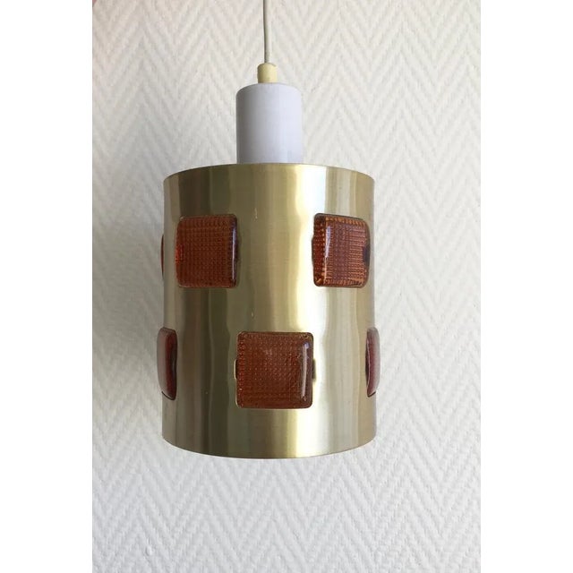Swedish Glass and Metal Ceiling Lamp by Einar Backstrom & Erik Hoglund, 1970s, in Very Good conditions. Designed 1960 to...