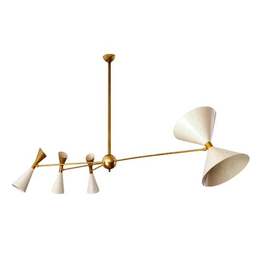 Four-Arm Brass Asymmetrical Chandelier by Silvio Piattelli For Sale