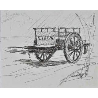 Lucien Coutaud, Chariot, Pen Drawing, Mid-20th Century For Sale