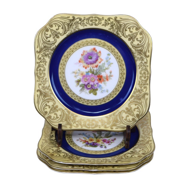 Ceramic Antique Bavarian Floral Porcelain Dessert Plates Circa 1900- Set of 4 For Sale - Image 7 of 7