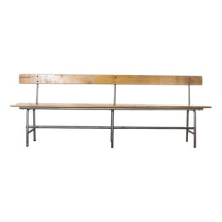 French School Bench with Back from Mullca, 1960s For Sale