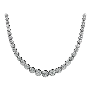 3 Carat Diamond Riviera Graduated Tennis Necklace in 18k White Gold & Platinum