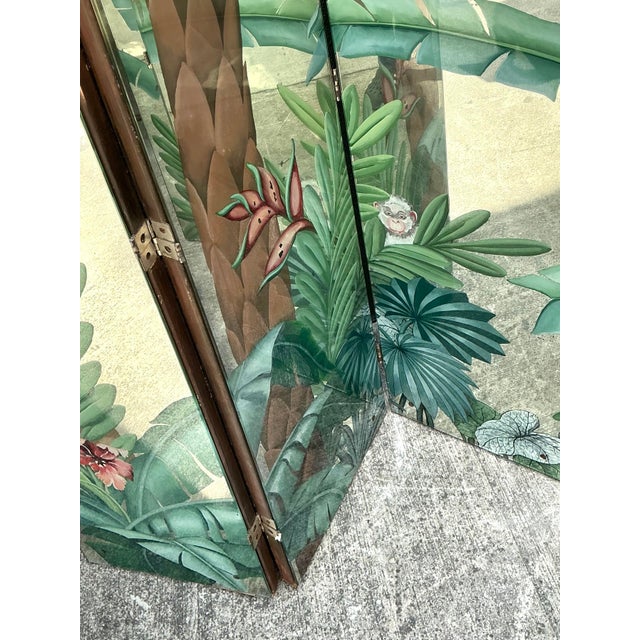 Vintage Eglomise Hand Painted Mirrored Screen For Sale In West Palm - Image 6 of 12