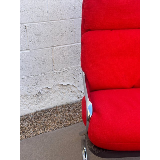 Landes 1970s Arcadia High-Back Chrome Steel Framed Chair and Ottoman Designed by Byron Botker for Landes For Sale - Image 4 of 12