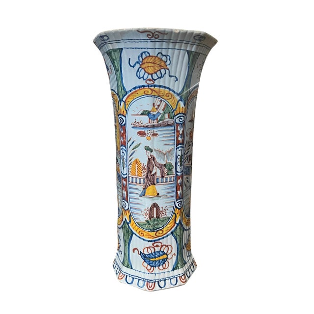 Delft Polychrome Vases - a Pair For Sale - Image 9 of 12