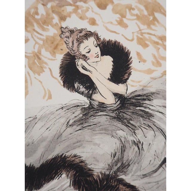 Icart Louis, Jeune femme rêveuse, Etching For Sale - Image 5 of 7