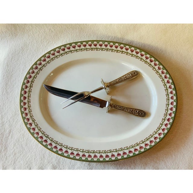 Antique Royal Worcester Victorian Porcelain Serving Set — Platters & Tureen, Pink Lotus & Gold For Sale - Image 18 of 18