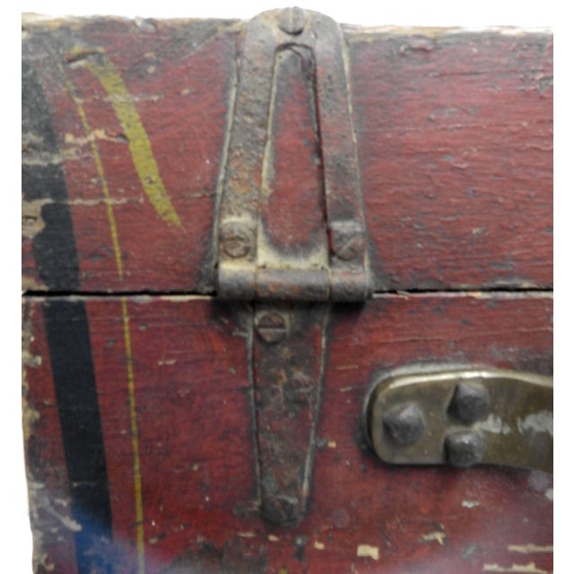 1940s Primitive Hand-Painted Wooden Tool Box For Sale - Image 5 of 11