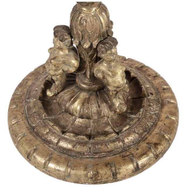 High Antique Gilded Wood Floor Chandelier, 1700s For Sale - Image 12 of 18