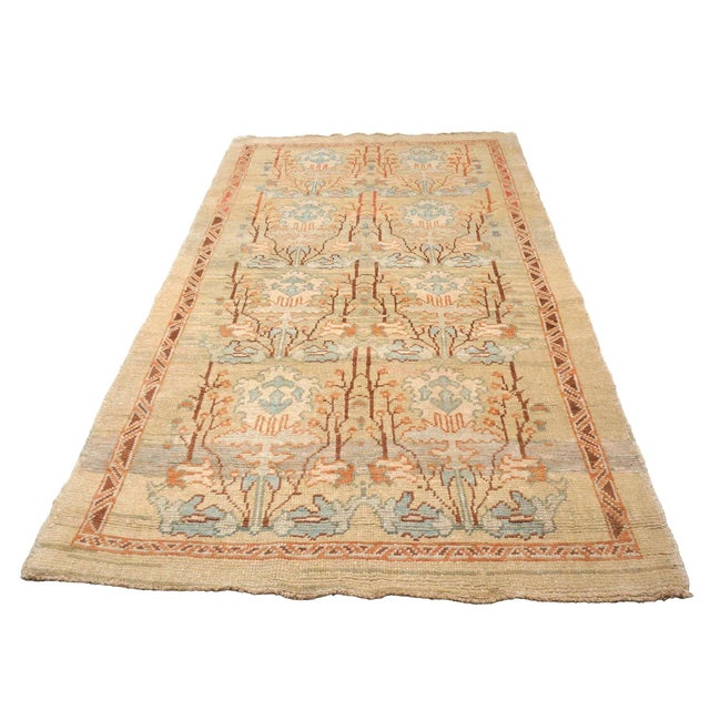 Traditional 21st Century Turkish Donegal Wool 5x9 Tan and Rust Handmade Area Rug #1140876 For Sale - Image 3 of 6