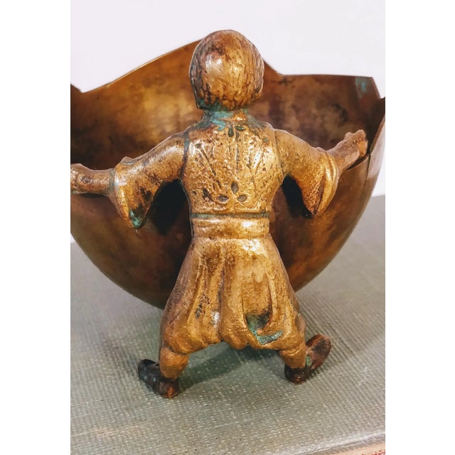 Metal Vintage Bronze Metal Figurine Basket For Sale - Image 7 of 13