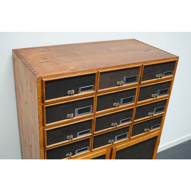 Industrial German Oak and Pine Apothecary Cabinet, Mid-20th-Century For Sale - Image 5 of 16