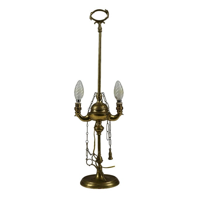 Electrified 2-Light Oil Lantern Lamp in Brass with Snake Decorations For Sale - Image 10 of 10