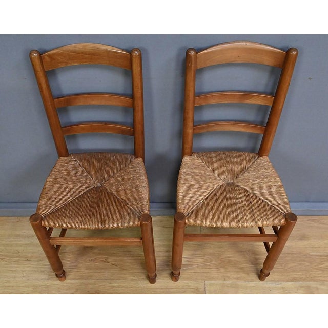 Brown Cherrywood Straw-Seated Chairs Late 19th Century, 1890s, Set of 2 For Sale - Image 8 of 15