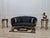 Victorian 1950s Midnight Royale Tufted Sofa | Black & Gold Baroque Statement Couch | Victorian Glam Living Room Sofa For Sale - Image 3 of 11