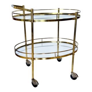 Mid-Century Modern Brass and Glass Bar Cart, 1960s For Sale