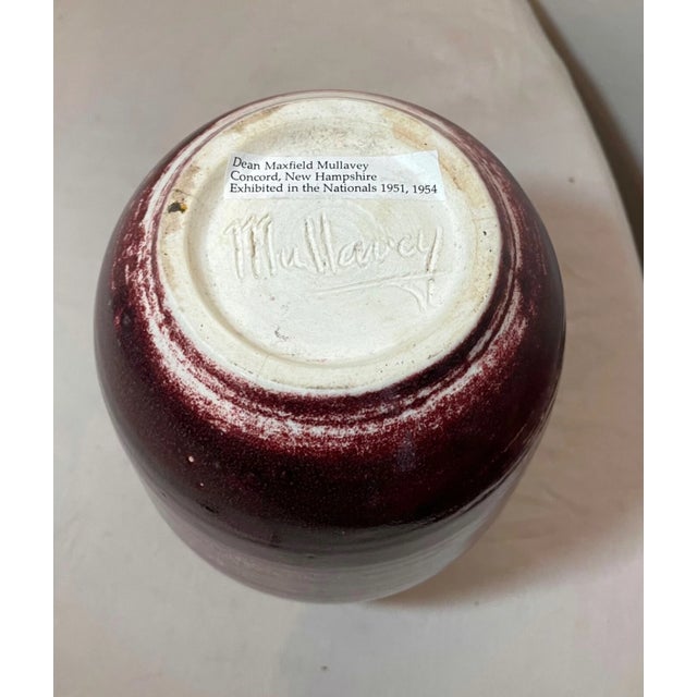 Rare Vintage Handmade Dean Maxfield Mullavey Nationals Ox Blood Red Pottery Vase For Sale - Image 10 of 12
