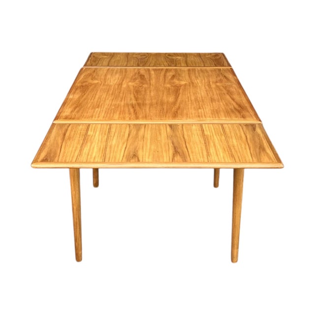1960s Danish Modern Teak Extendable Dining Table With 2 Leaves, Square Top & Tapered Legs For Sale In Los Angeles - Image 6 of 15
