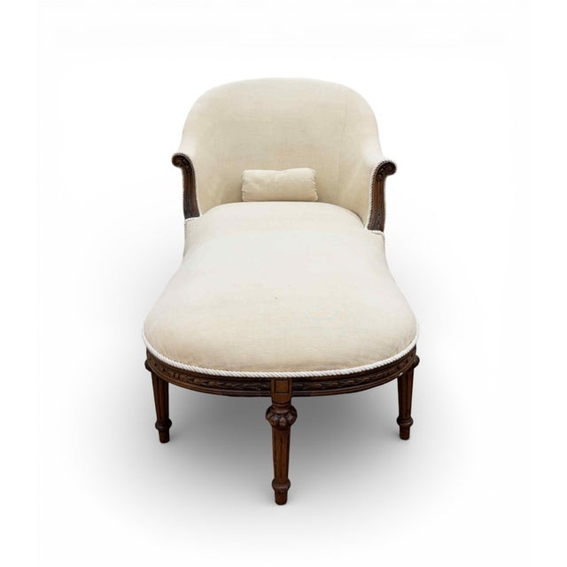 Wood Antique French Louis XVI Chaise Lounge For Sale - Image 7 of 17