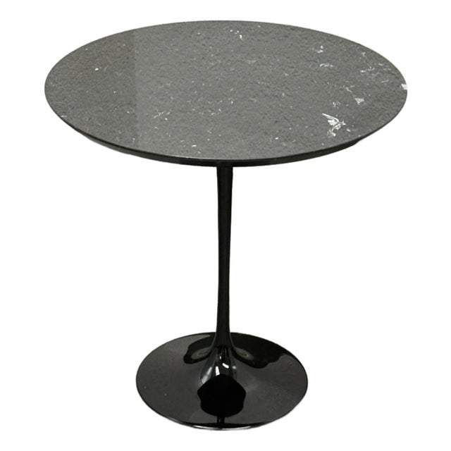 Eero Saarinen Style Round Stone Top Tulip Side Table For Sale
