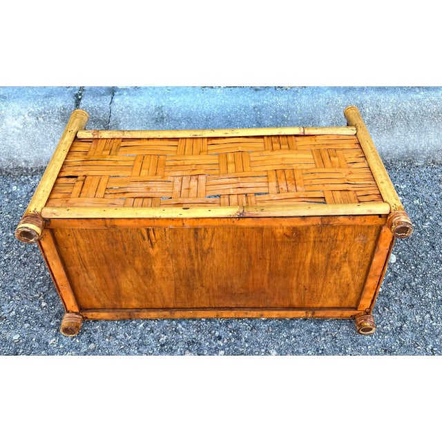 Bamboo and Woven Rattan Rectangular Long Planter For Sale - Image 9 of 12