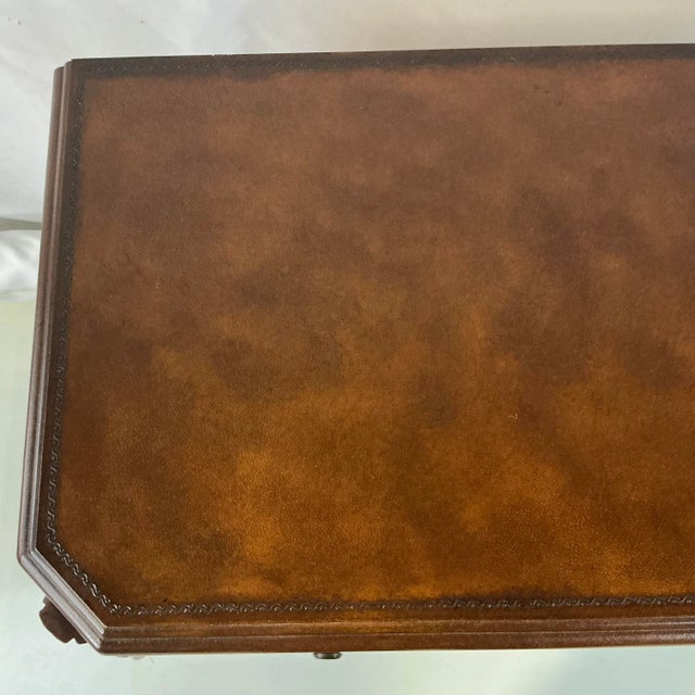 Vintage Italian Regency Style Bombay Commode Chest, Leather Top, Two Over Two For Sale - Image 14 of 16